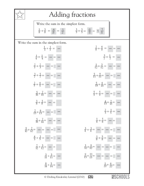 Adding Fractions Worksheet