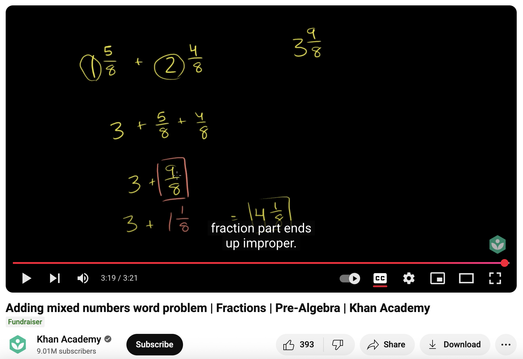 Adding Mixed Numbers Word Problem, Fractions | Pre-Algebra Instructional Video