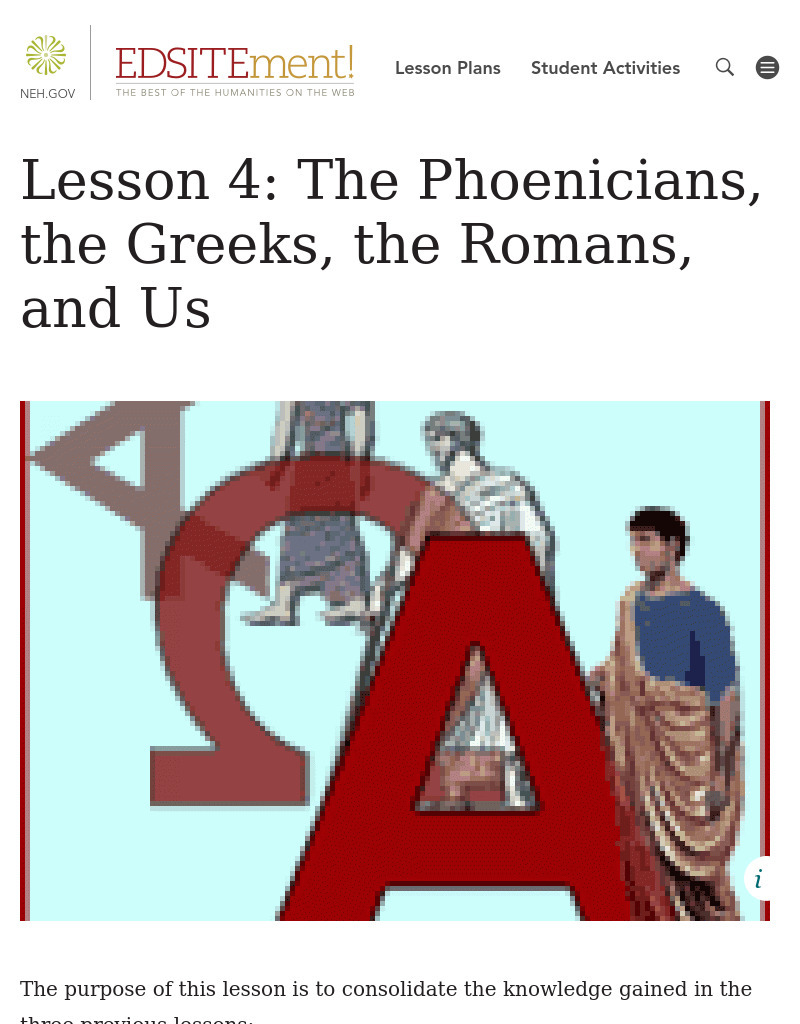 Lesson 4: The Phoenicians, the Greeks, the Romans, and Us Lesson Plan