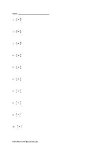 Adding Fractions With Unlike Denominators Worksheet