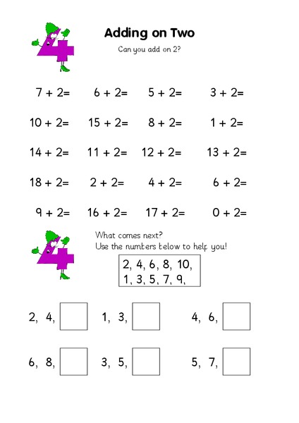 Adding on Two Worksheet