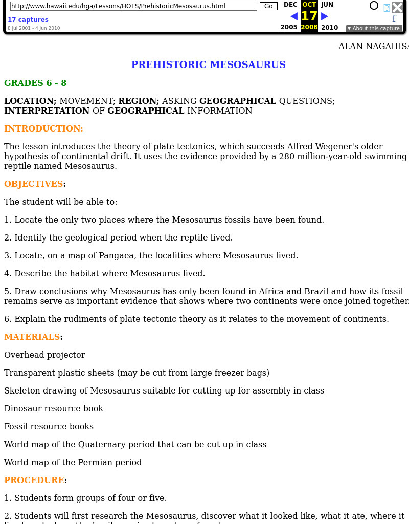 Prehistoric Mesosaurus Lesson Plan