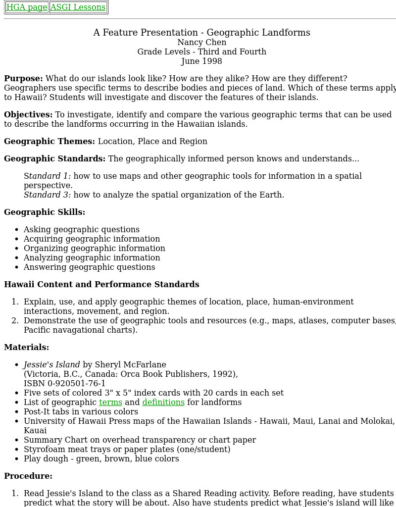A Feature Presentation - Geographic Landforms Lesson Plan