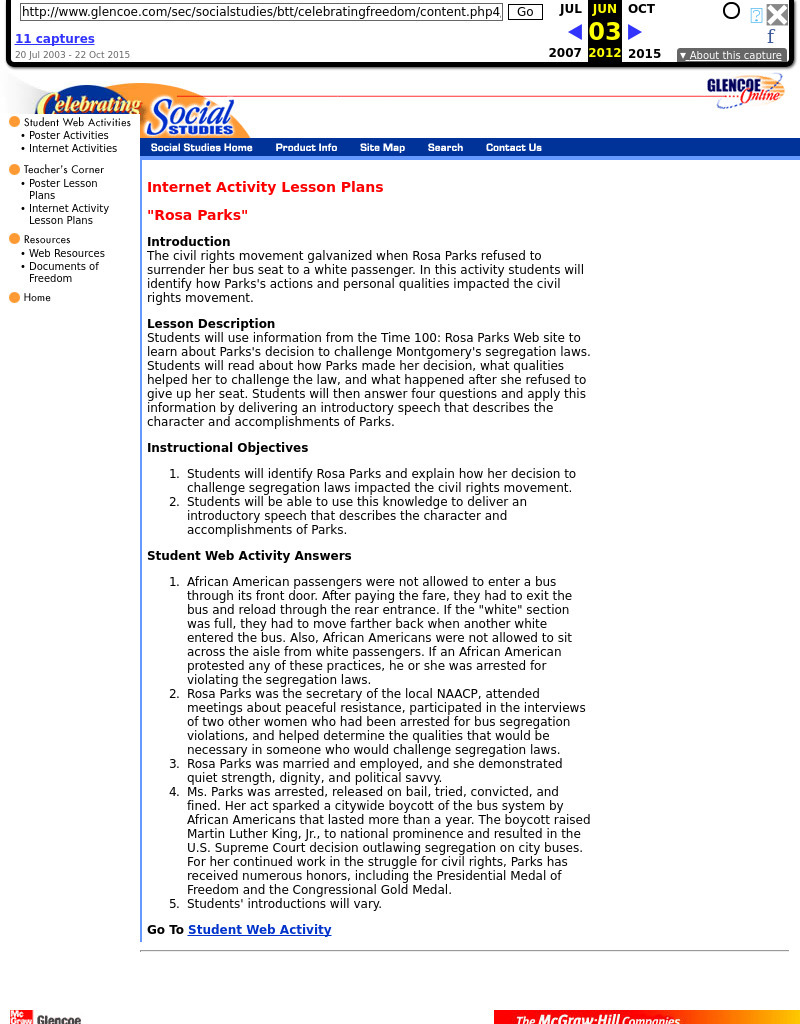 "Rosa Parks" Lesson Plan