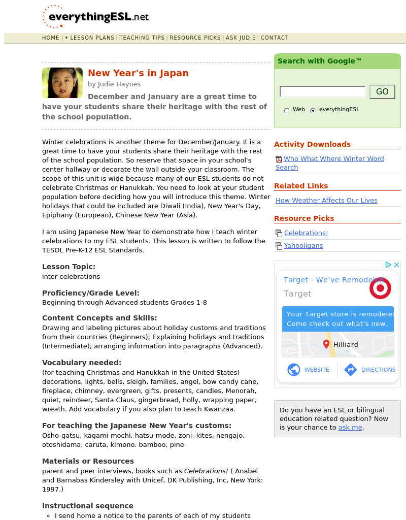 Winter Celebrations Lesson Plan