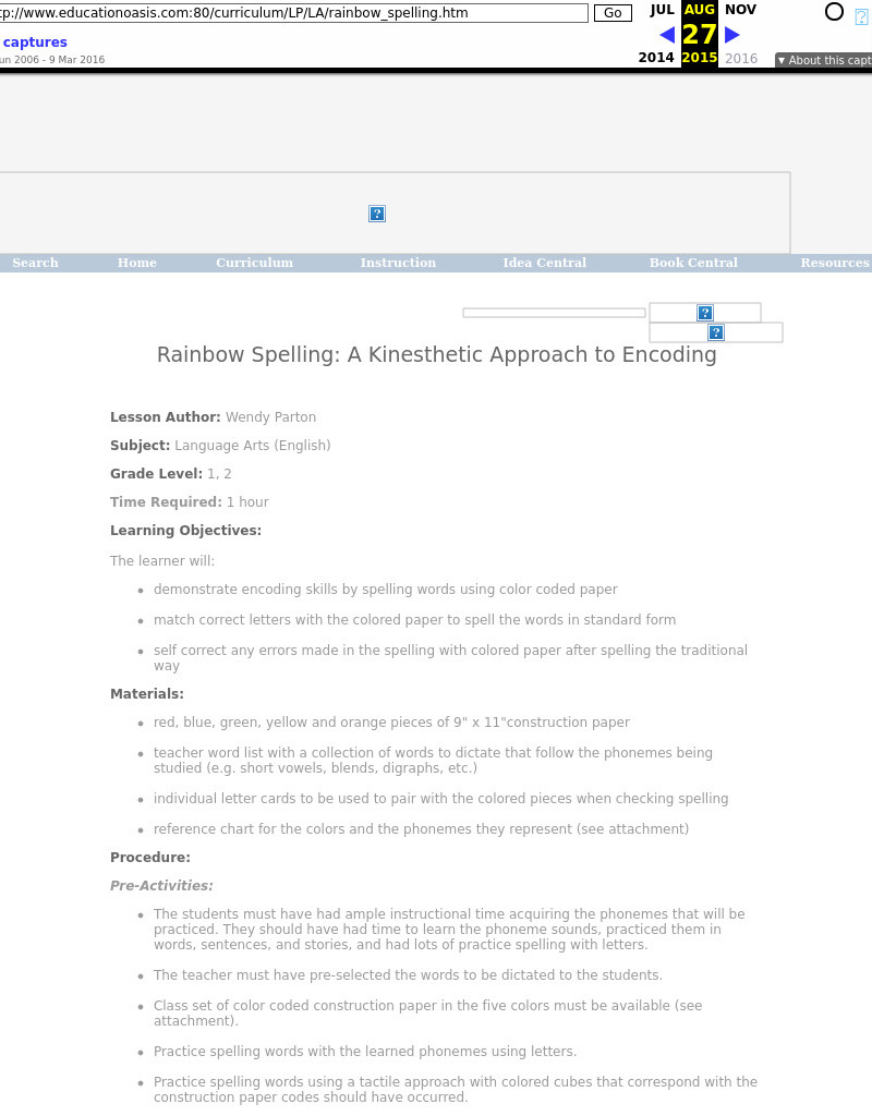 Rainbow Spelling: A Kinesthetic Approach to Encoding Lesson Plan