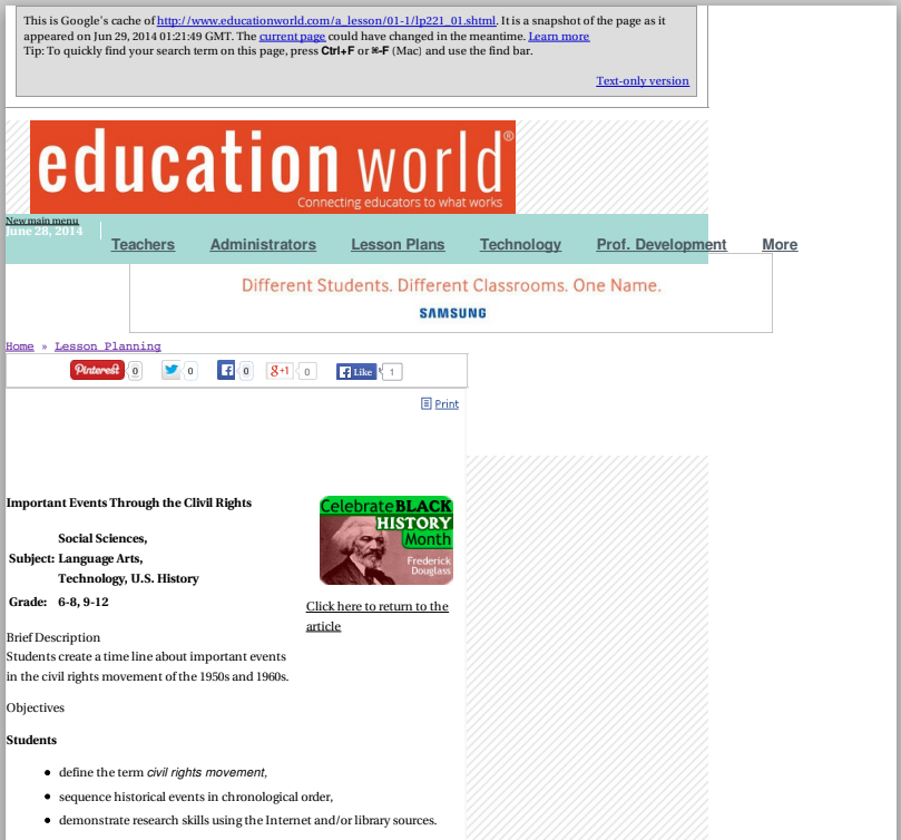 Civil Rights Time Line Lesson Plan