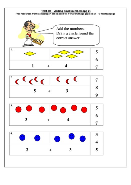 Adding Small Numbers Worksheet
