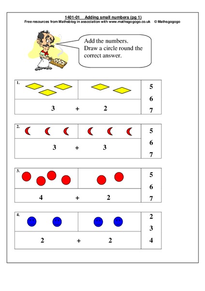 Adding Small Numbers Worksheet