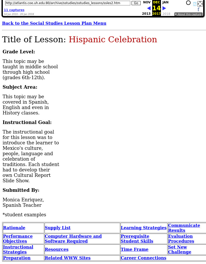 Hispanic Celebration Lesson Plan
