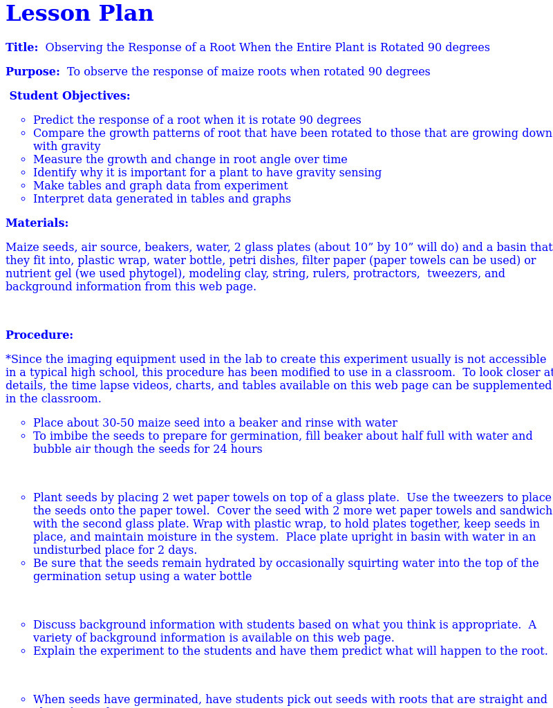 Observing Root Response After Rotating Plant Ninety Degrees Lesson Plan
