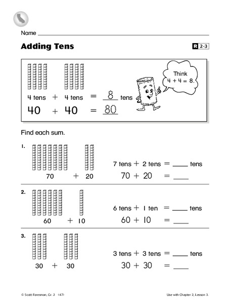 Adding Tens Worksheet
