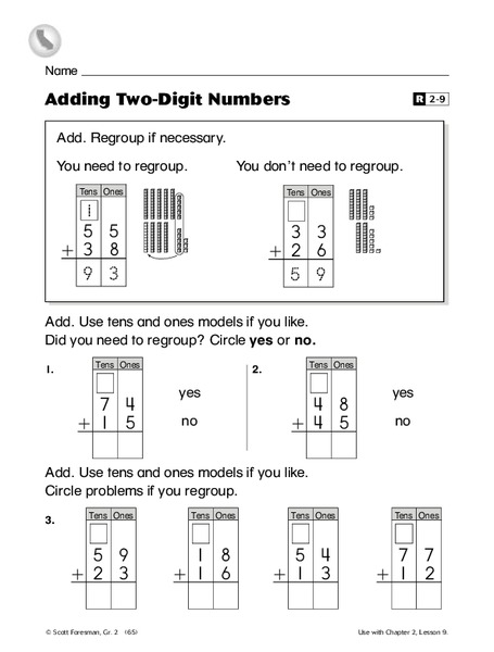 Adding Two-Digit Numbers Worksheet