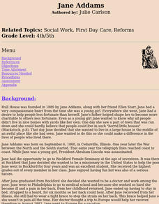 Jane Addams Lesson Plan