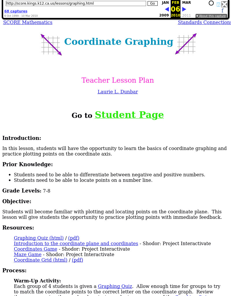 Coordinate Graphing Lesson Plan