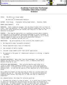 The Mole As A Large Number Lesson Plan