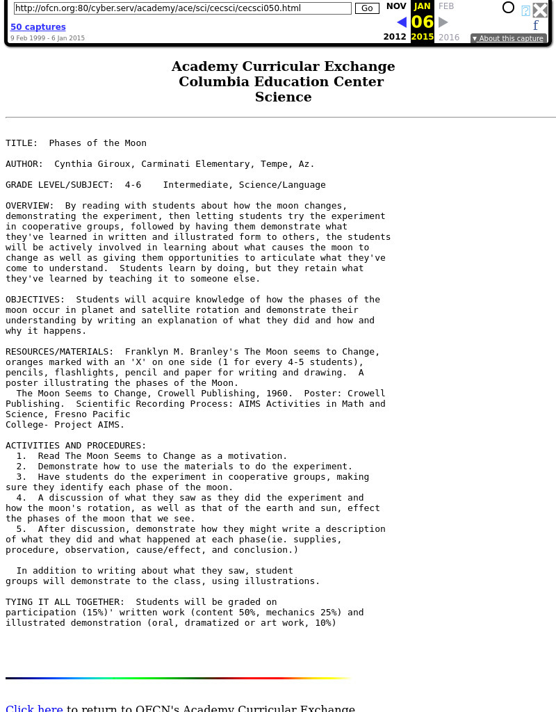 Phases of the Moon Lesson Plan