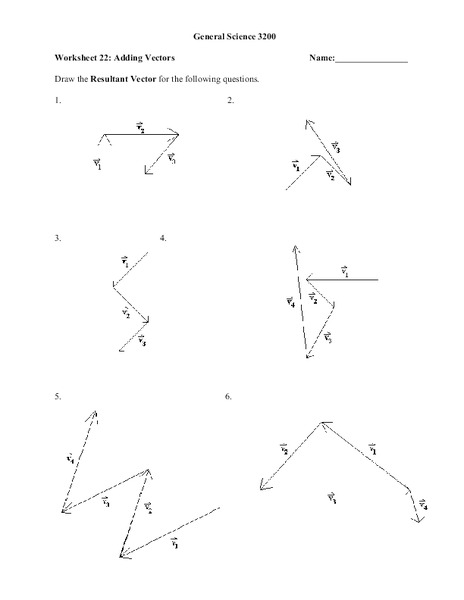 Adding Vectors Worksheet