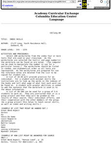 Index Skills Lesson Plan