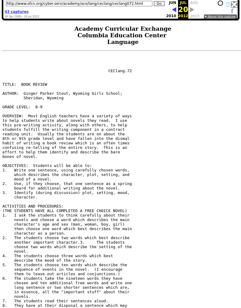 BOOK REVIEW Lesson Plan