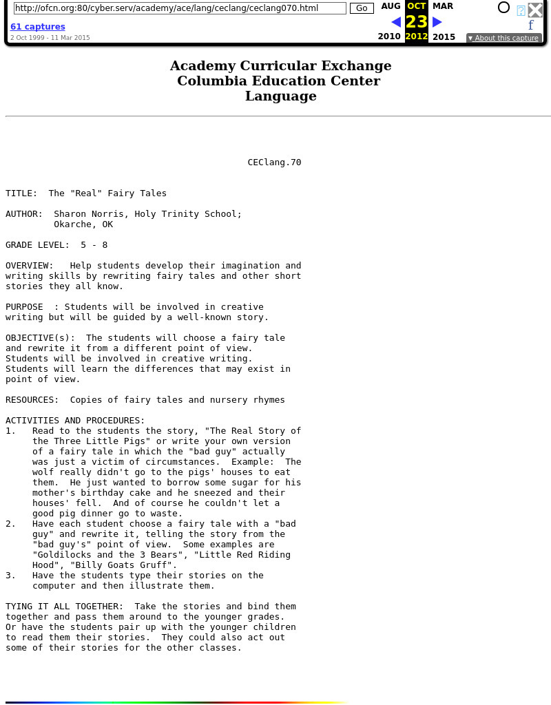 The "Real" Fairy Tales Lesson Plan