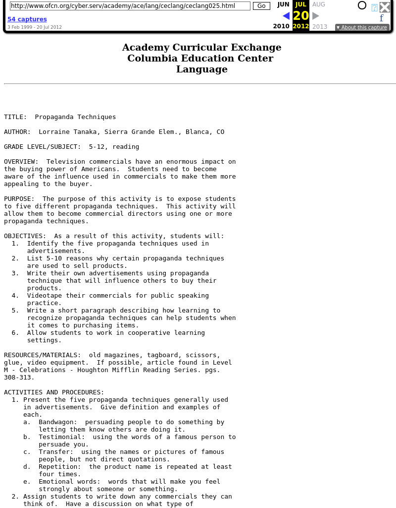 Propaganda Techniques Lesson Plan