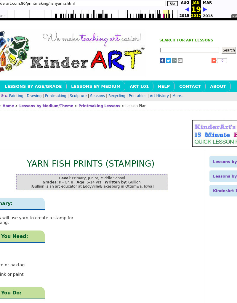 Fishy Yarn Printing Lesson Plan