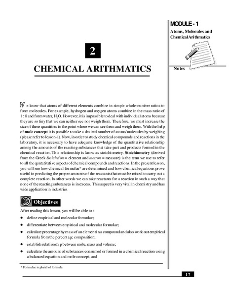 Chemical Arithmetics Handout