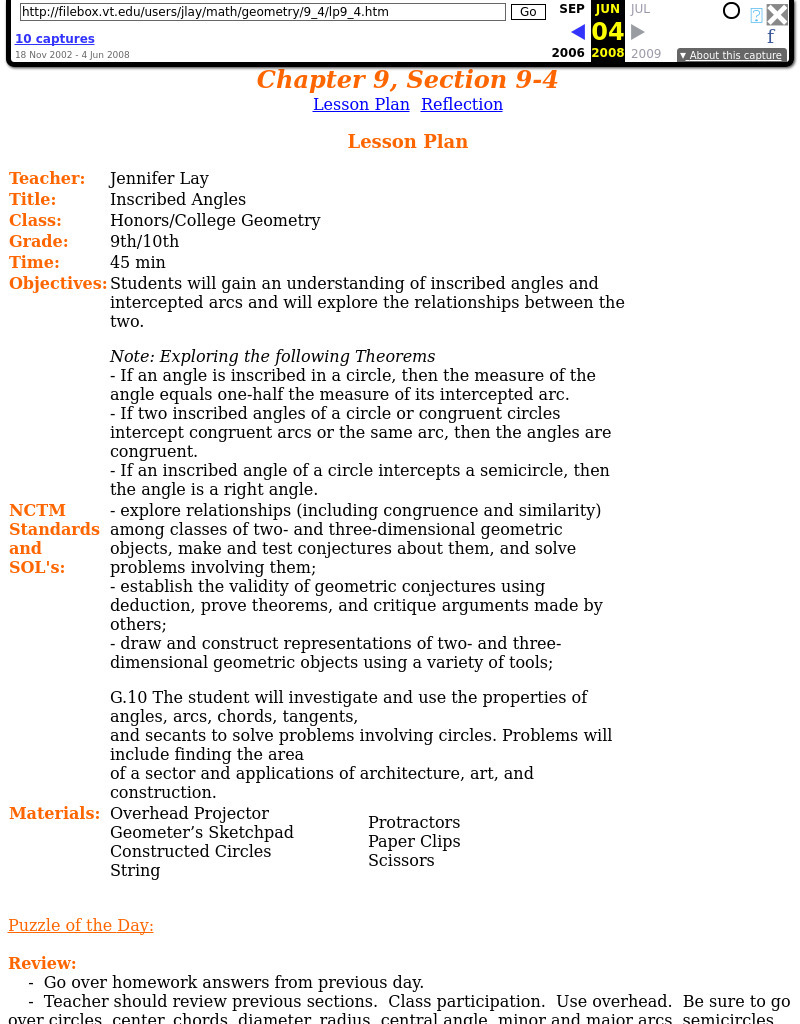 Inscribed Angles Lesson Plan