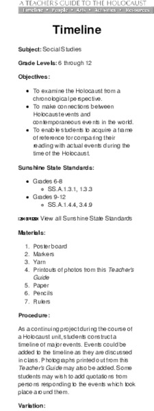 Holocaust Lesson Plan: Timeline Lesson Plan