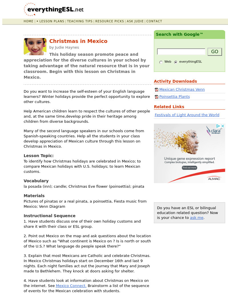 Christmas in Mexico Lesson Plan