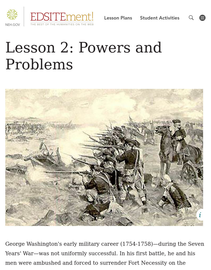 What Made George Washington a Good Military Leader? Powers and Problems Lesson Plan