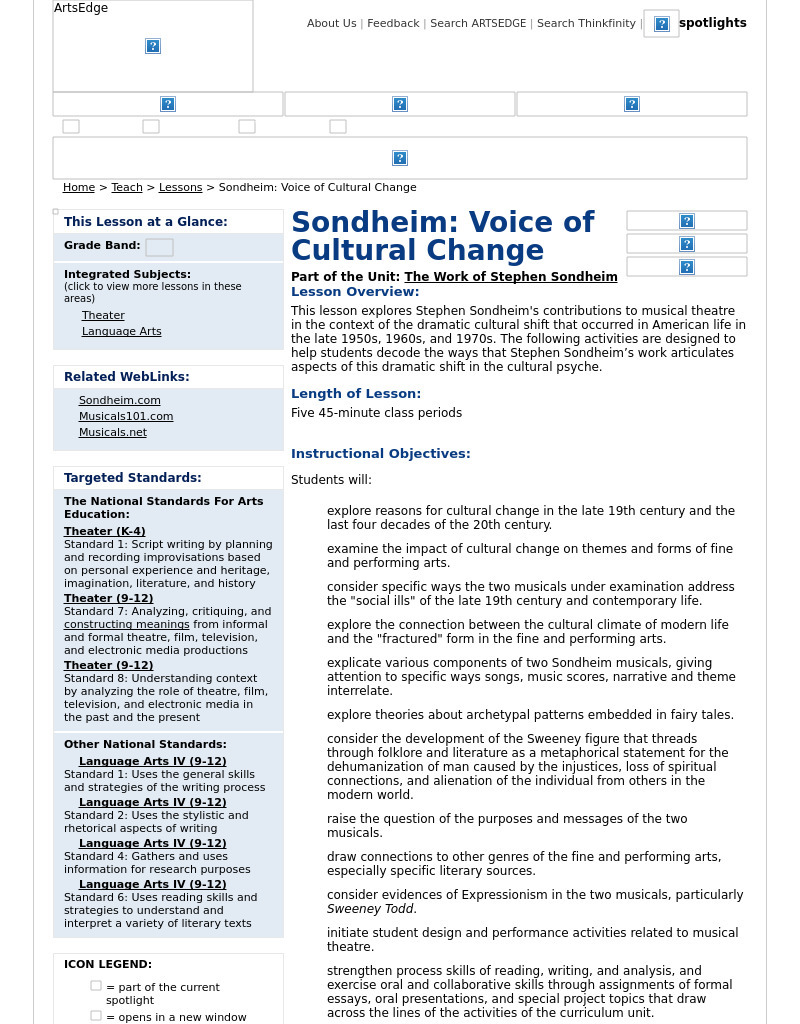 Sondheim: Voice of Cultural Change Lesson Plan