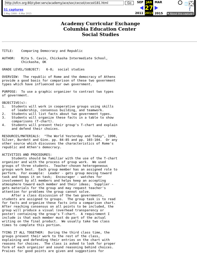 Comparing Democracy and Republic Lesson Plan