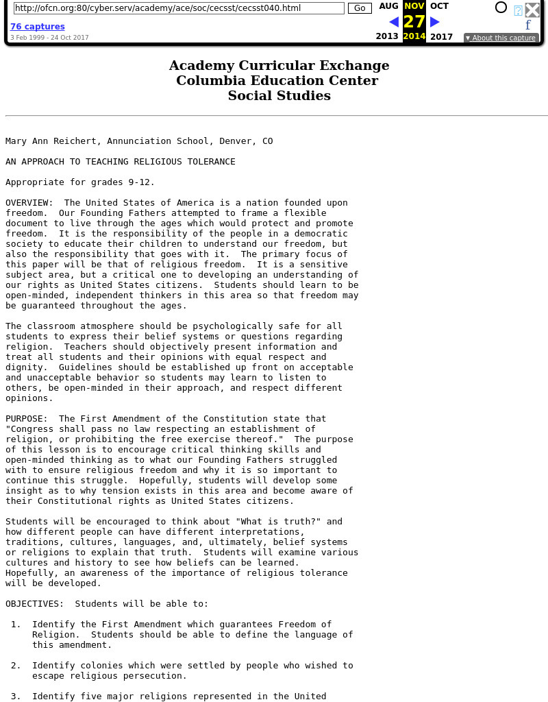 An Approach To Teaching Religious Tolerance Lesson Plan