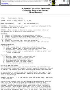 Monochromatic Painting Lesson Plan