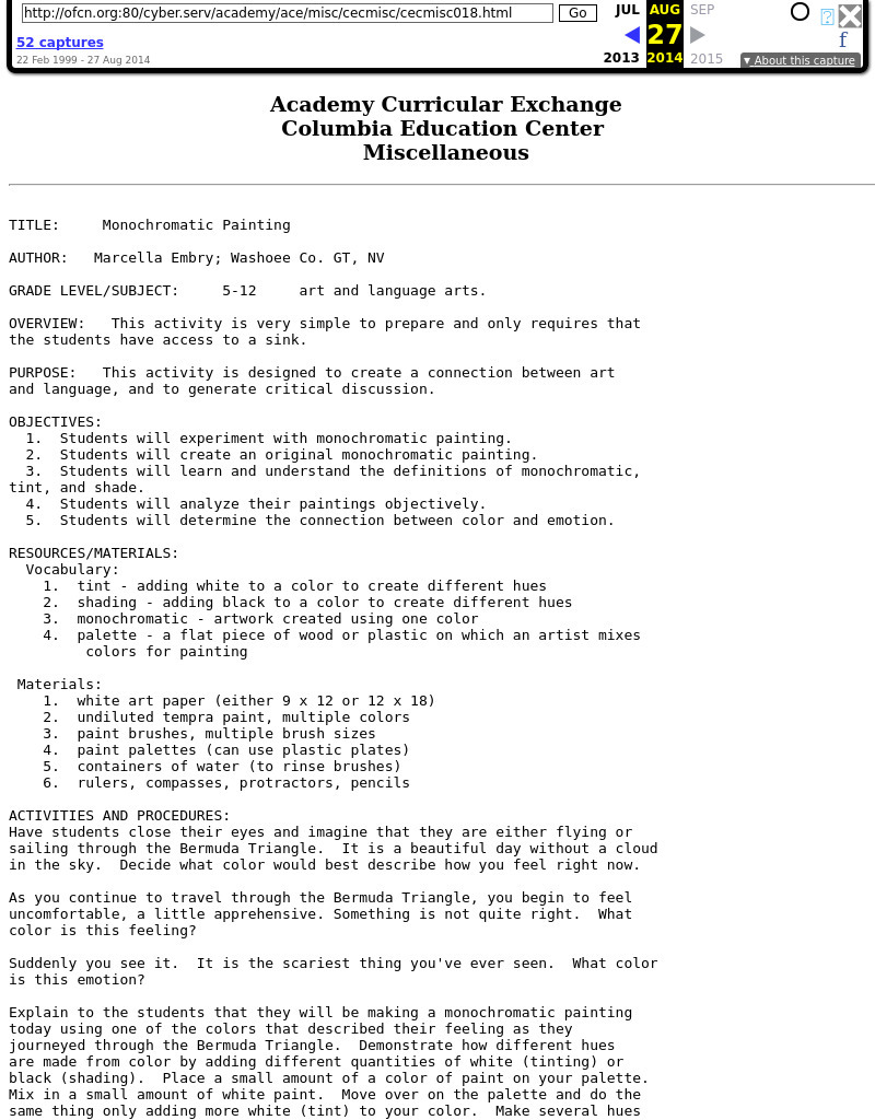 Monochromatic Painting Lesson Plan