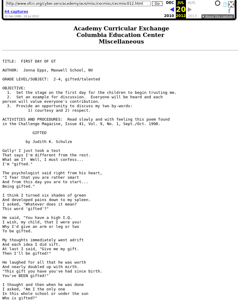 First Day of GT Lesson Plan