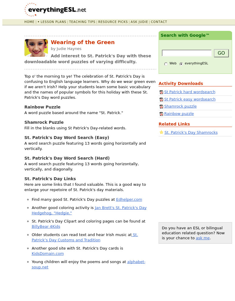 Wearing of the Green Lesson Plan