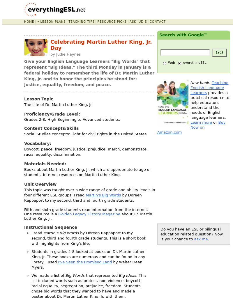 Celebrating Martin Luther King, Jr. Day Lesson Plan