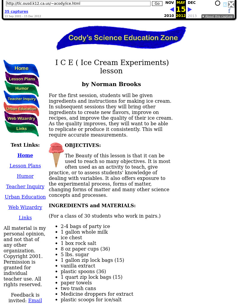 I C E ( Ice Cream Experiments) Lesson Lesson Plan
