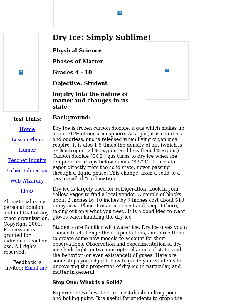 Dry Ice: Simply Sublime Lesson Plan