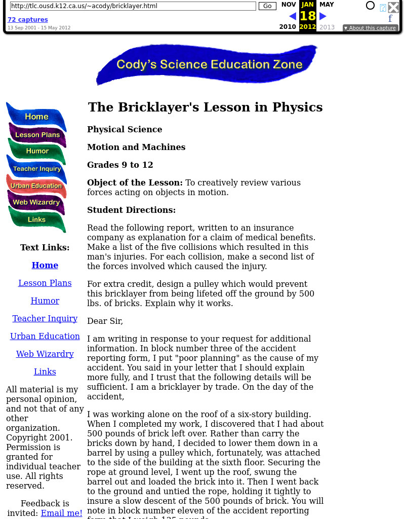 The Bricklayer's Lesson in Physics Lesson Plan