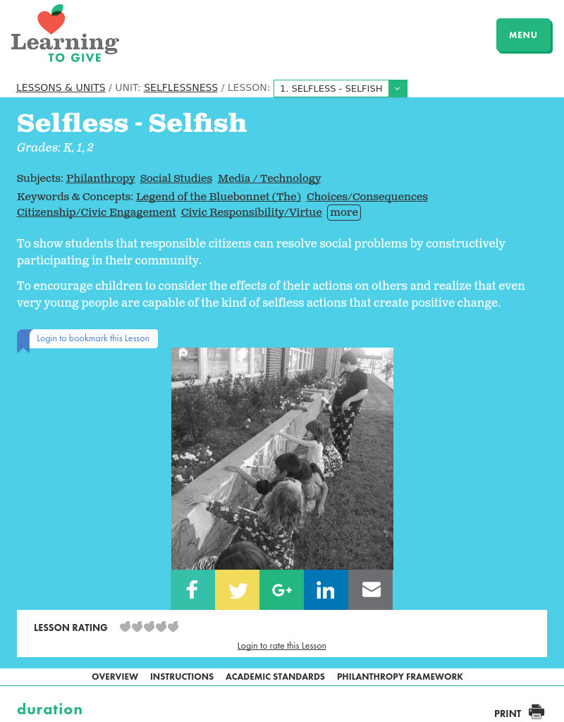 Selfless -- Selfish Lesson Plan