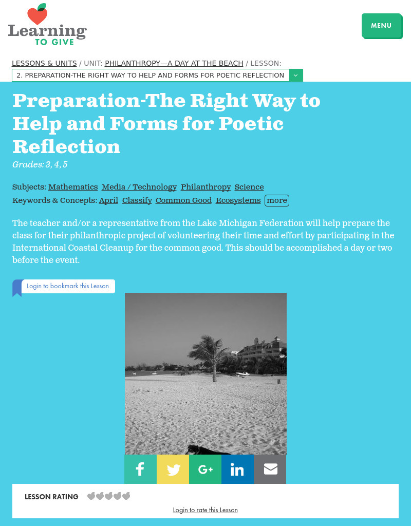 Preparation -- The Right Way to Help and FOrm for Poetic Reflection Lesson Plan