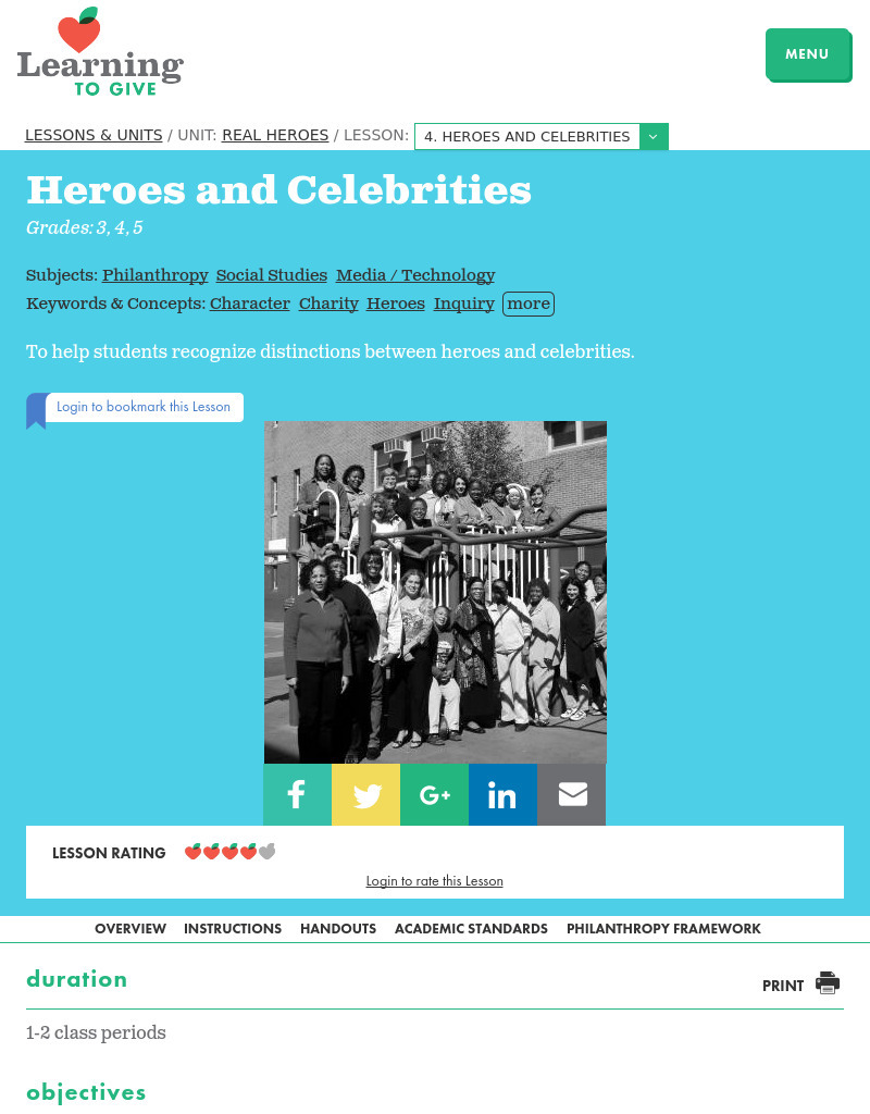 Hereos and Celebrities Lesson Plan
