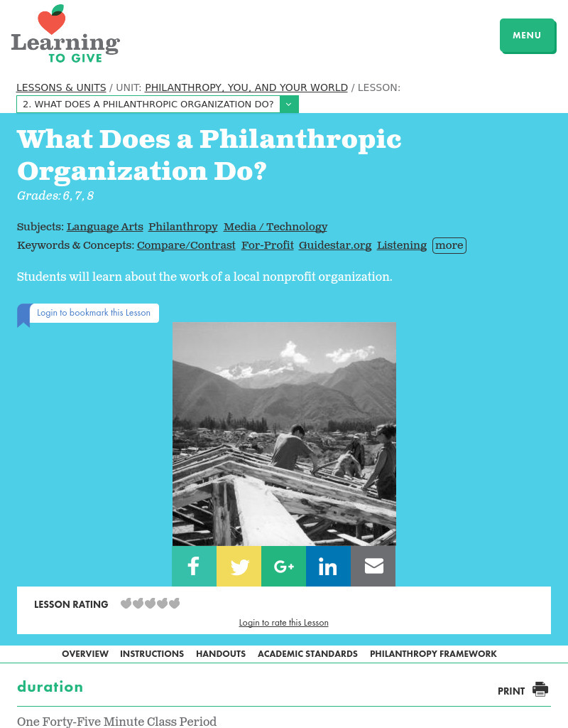 What Does a Philanthropic Organization Do? Lesson Plan