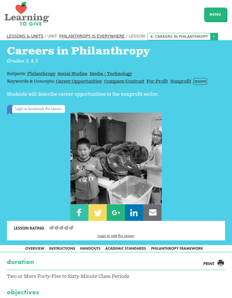 Philanthropy is Everywhere Lesson 4:  Careers in Philanthropy Lesson Plan