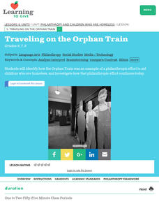 Philanthropy And Children Who Are Homeless Lesson 1:  Traveling on the Orphan Train Lesson Plan