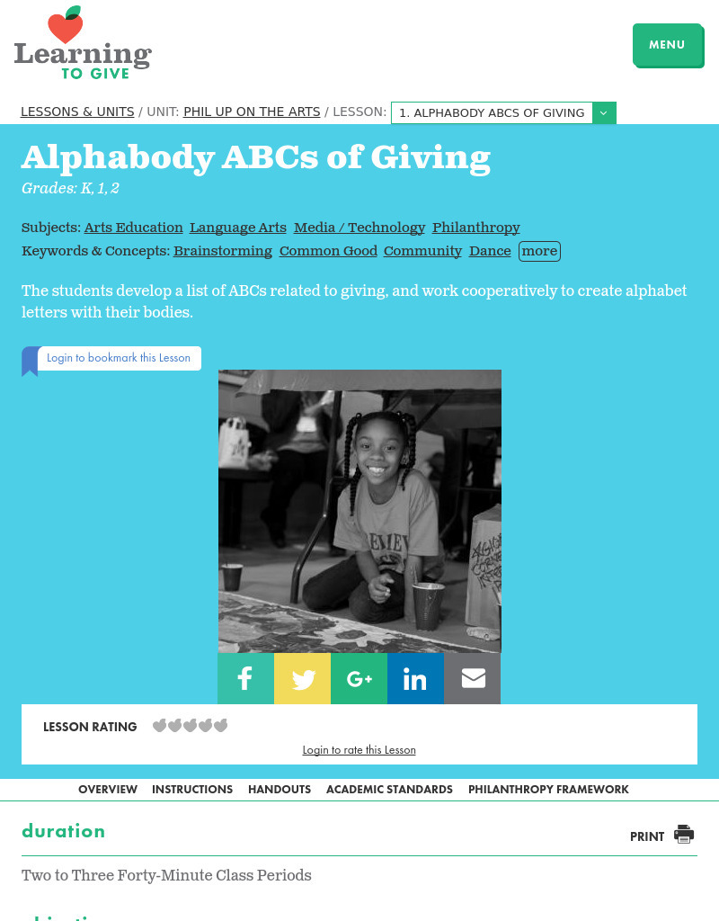 Alphabody ABCs of Giving Lesson Plan